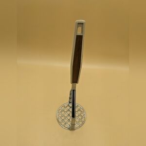 Vintage Potato Masher Japan Stainless Steel Beige Plastic Handle Hang Hole